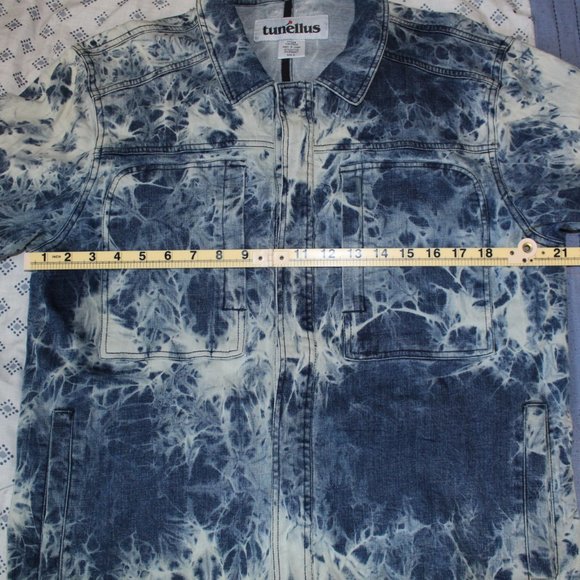 Blue Tunellus Men's Tie Dye Denim Jacket size L - Picture 7 of 12